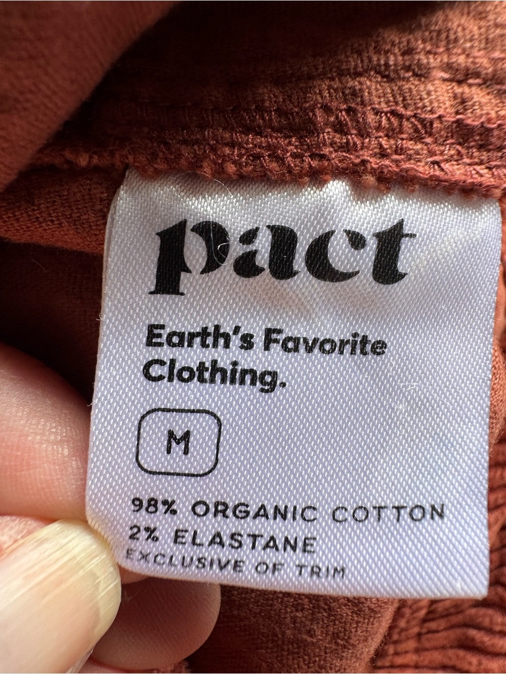 Pact Organic Cotton Whale Corduroy Wide Leg Slant Pocket Pants in Rust Size M - Picture 7 of 12